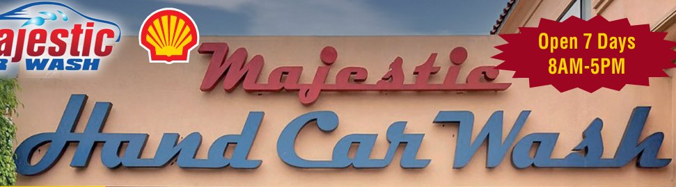 Majestic Hand Car Wash neon storefront sign